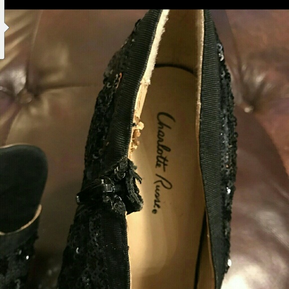 Charlotte Russe Black & Silver Sequin Heels - Picture 4 of 4